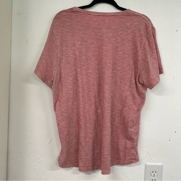 Marine Layer Pink Striped Short Sleeve Tee Shirt Womens L Casual Pocket Classic - Picture 2 of 9